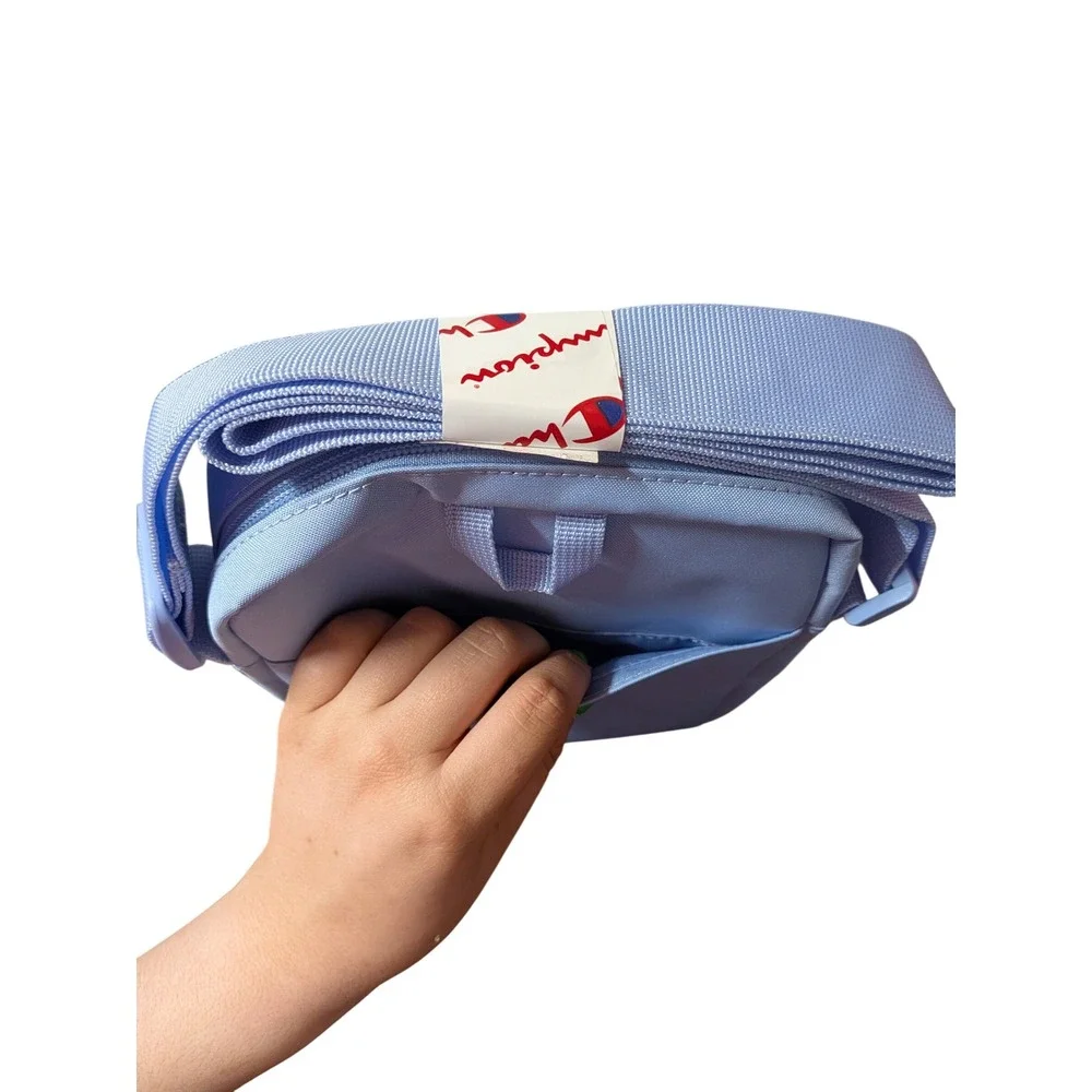 Champion Light Blue Crossbody Messenger Bag Adjustable Strap Unisex Sporty Pouch